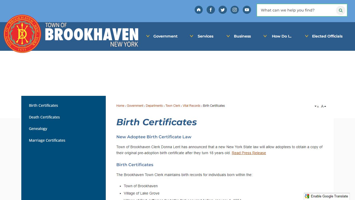 Birth Certificates | Brookhaven, NY